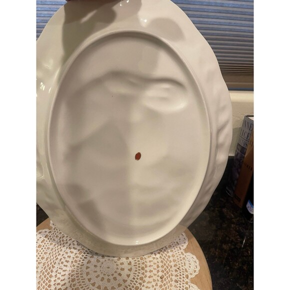 Ceramic Turkey Serving Platter Embossed White Ceramic - Picture 9 of 10